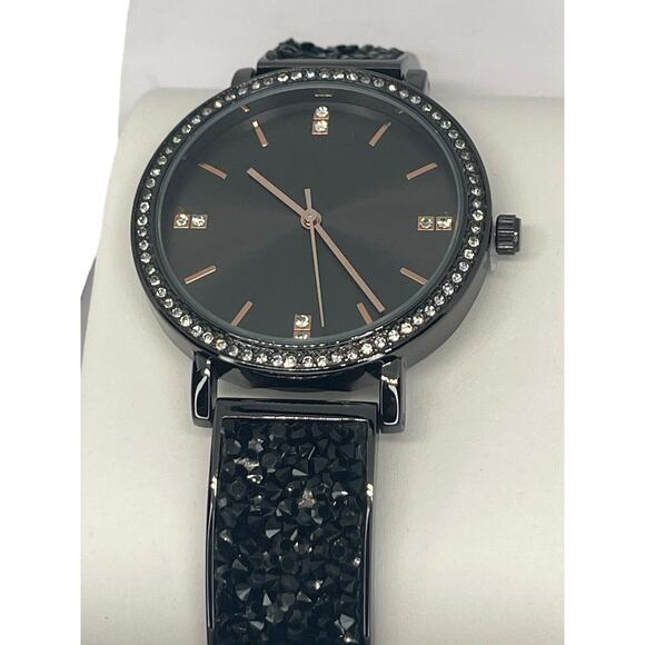 Black Tone Druzy Stone Women\'s Watch Trendy Fashion Stunning Crystal Bezel NWT main image 9